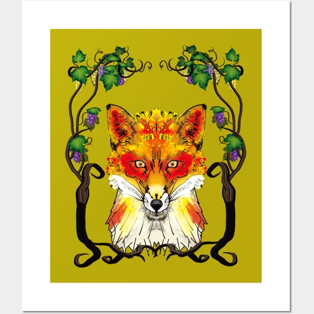 Dignified Fox and Grapes Wall Art by Lintvern